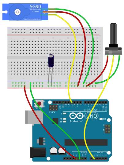 arduino servo with potentiometer layout diagram