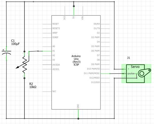 arduino servo with potentiometer schematic