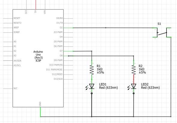 arduino 2leds with button schematic