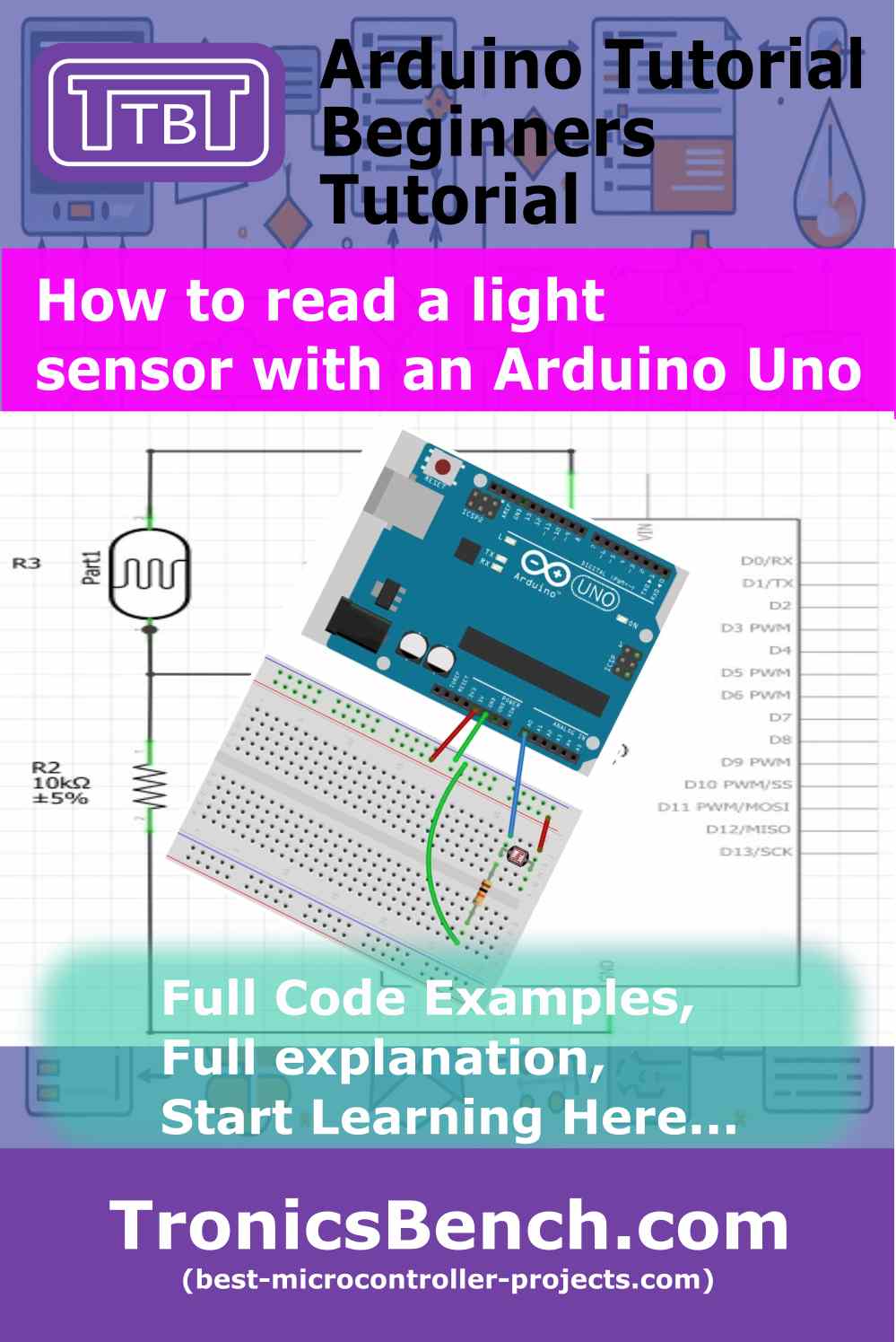 How read the output from a LDR light sensor with an Arduino Uno