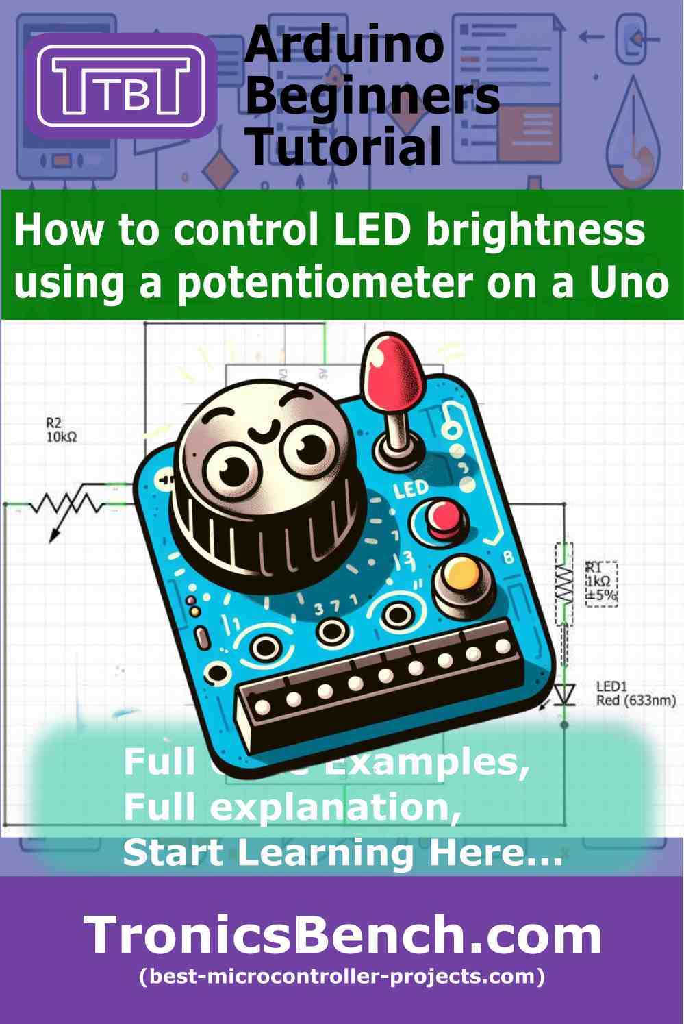 How to control the brightness of an LED using an Arduino Uno and potentiometer